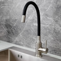 Смеситель Golden Fox, Ломонд д/кухни шар. с гибким силикон. изливом черный 11320 нержав.сталь 11320-FOX