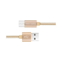 Дата-кабель More Choice USB 2.0A для micro USB нейлон 1м K11m Gold