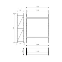Каркас стеллажа Ирбис л50 2000x500x1500 мм, 2 яруса (без полок) X9359778