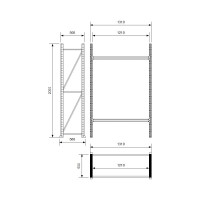 Каркас стеллажа Ирбис л50 2000x500x1200 мм, 2 яруса (без полок) X9139407