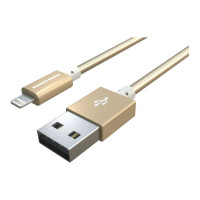 Дата-кабель More Choice USB 2.1A для Lightning 8-pin металл 1м K31i Gold