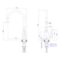 Смеситель Golden Fox, Ломонд д/кухни шар. с гибким силикон. изливом черный 11320 нержав.сталь 11320-FOX
