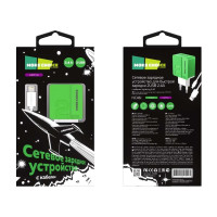 Сетевое зарядное устройство More Choice 2USB 2.4A для Lightning 8-pin 1 м NC46i Green