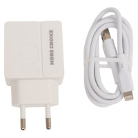 СЗУ More Choice 2USB 2.4A для Lightning 8-pin 1 м NC46i White