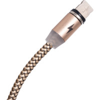 Дата-кабель More Choice Smart USB 2.4A для Lightning 8-pin Magnetic нейлон 1м K61Si Gold