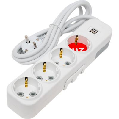 ELBI Myra Удлинитель с/з 4вх с защитными шторками USB 2м (3x1) 527-040202-411