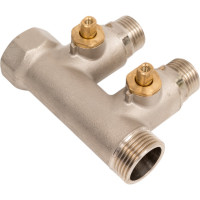 Коллектор НВ 3/4 2х1/2 Н 40мм с кранами, никелированный Uni-Fitt 420N3220