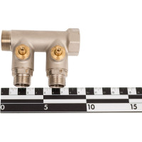 Коллектор НВ 3/4 2х1/2 Н 40мм с кранами, никелированный Uni-Fitt 420N3220