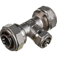 Обжимной тройник 26х16х26 никелированный Uni-Fitt 666N8680