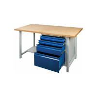 Верстак NORGAU серия 100 1500х750х859 мм, 4 ящика, RAL7035/5012 101009001