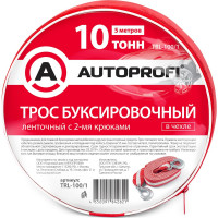 Буксировочный трос AUTOPROFI лента, 10т, с 2-мя крюками, сумка, длина - 5 м, ширина - 55 мм TRL-100 1