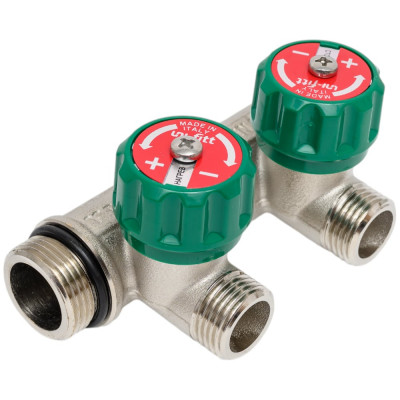 Коллектор Uni-Fitt НВ 3/4", 2х1/2", Н 50 мм с выходами под 90 град, под плоскую прокладку 411N3220