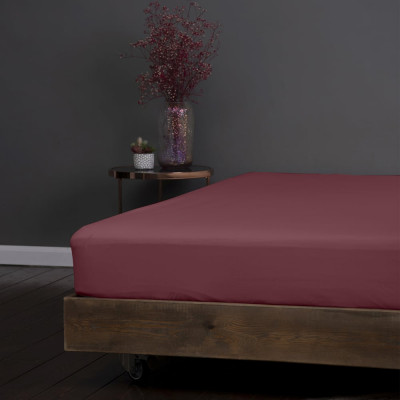 Простыня на резинке KUPU-KUPU VIOLETT 90x200x25, трикотажная, марсала KPM-90/марсала