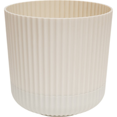 Кашпо IDEA ВЕЛЬВЕТ D140 мм 1,6л с пристегнутым поддоном, белый ротанг М 3180