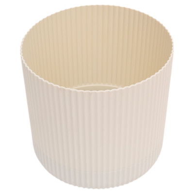 Кашпо IDEA ВЕЛЬВЕТ D180 мм 3,6л с пристегнутым поддоном, белый ротанг М 3182