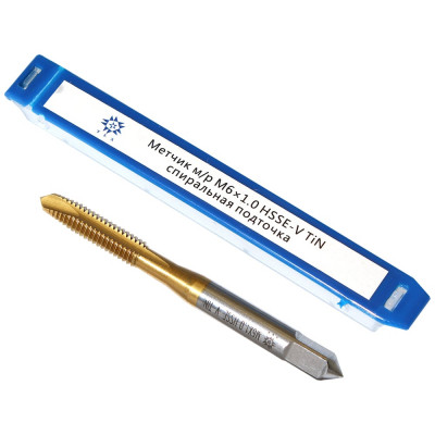 Метчик TLX М 6,0 1,0 м/р.HSSЕ-V GV3 спиральная подточка, покрытие TiN ISO 529 74581