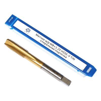 Метчик TLX М 8,0 1,25 м/р.HSSЕ-V GV3 спиральная подточка, покрытие TiN ISO 529 74582