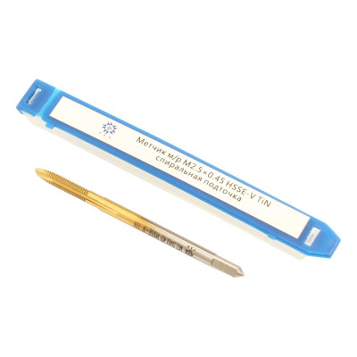 Метчик TLX М 2,5 0,45 м/р.HSSЕ-V GV3 спиральная подточка, покрытие TiN ISO 529 74577