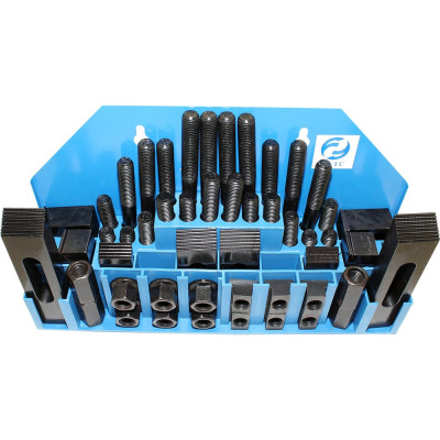 Набор клиновых ступенчатых прижимов из 58-ми предметов, паз 17.7 мм, М16x2 мм, металлический футляр YT-0208 CNIC 30180