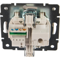 Розетка LEZARD RAIN компьютерная + телефон жемчужно-белый перламутр 703-3088-143