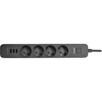 Сетевой фильтр PERFEO POWER STREAM 2500W 2.0 м, 4 розетки, 3 USB, черный 30016438 30016450