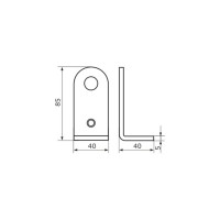 Проушина усиленная Дверной Страж 40x85x40 угловая толщ. 5 мм черный ДС74218