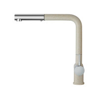Смеситель для кухни Paini Cox высокий, поворотный излив, выдвижная лейка, бежевый матовый 23506