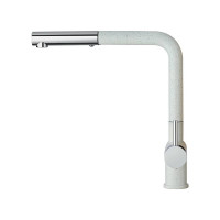 Смеситель для кухни Paini Cox высокий, поворотный излив, выдвижная лейка, белый матовый 23505