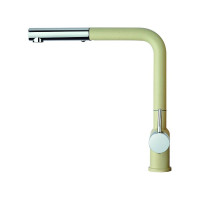 Смеситель для кухни Paini Cox высокий, поворотный излив, выдвижная лейка, бежевый матовый 23507