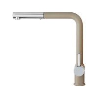 Смеситель для кухни Paini Cox высокий, поворотный излив, выдвижная лейка, бежевый матовый 23508