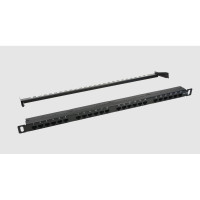 Патч-панель Retic UTP 19" 0.5U 24 порта RJ-45 Krone IDC Cat.6а, PP-19-0.5U-IDC-24-C6A-180-TWCS