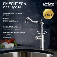 Смеситель для кухни Paini Duomo высокий, поворотный излив, хром 16903