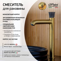 Смеситель для раковины Paini Domus высокий, матовое золото 60119