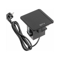 Удлинитель врезной квадратный GTV FLIP, 1xSCHUKO, 2xUSB, 1xLAN, вилка, провод 1,5M, цвет черный AE-GM1SFLI-20