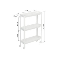 Этажерка на колесах IDEA узкая, 3 секции, белый М 2704