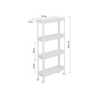 Этажерка на колесах IDEA узкая, 4 секции, белый М 2705