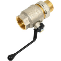 Кран шаровой латунный с американкой Hoobs НР/ВР 1'1/2'' рычаг алюм. чёрный, 1 шт/уп. 15126H