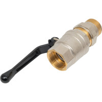 Кран шаровой латунный с американкой Hoobs НР/ВР 1'1/4'' рычаг алюм. чёрный, 2 шт/уп. 15125H