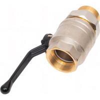 Кран шаровой латунный с американкой Hoobs НР/ВР 2'' рычаг алюм. чёрный, 1 шт/уп. 15127H