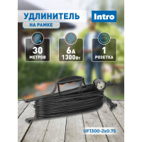 Удлинитель силовой Intro UF13002x0.75 на рамке без заземления 1 розетка 30м ПВС 2x0.75мм2 Б0060360