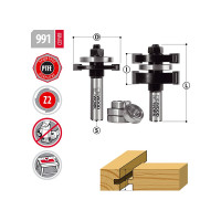 Комплект фрез шип - паз D=44.4 мм, I=28.65 мм, L=71 мм, S=12 мм, Z=2 WOODWORK 991.2803.12