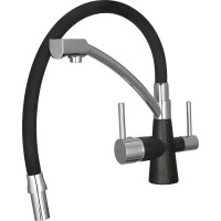 Смеситель WISENT для кухни с гибким изливом и подводкой питьевой воды /черный/ W4855-22-2