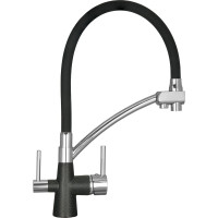 Смеситель WISENT для кухни с гибким изливом и подводкой питьевой воды /черный/ W4855-22-2