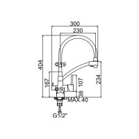 Смеситель WISENT для кухни с гибким изливом и подводкой питьевой воды /черный/ W4855-22-2