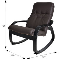 Кресло-качалка Мебелик Сайма экокожа шоколад, каркас венге структура- 2 упак 6469