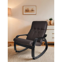 Кресло-качалка Мебелик Сайма экокожа шоколад, каркас венге структура- 2 упак 6469