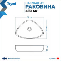 Раковина Teymi Ellie 60 накладная, белая 00-00256787