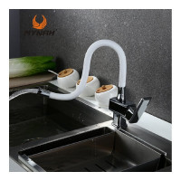 Смеситель для кухни MYNAH белый, с гибким изливом, керамический картридж M5849L