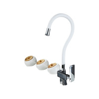 Смеситель для кухни MYNAH белый, с гибким изливом, керамический картридж M5849L