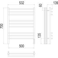 Полотенцесушитель Terminus Прато sensor quick touch П9 500x700 4670078531506